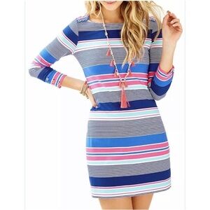 LILLY PULITZER SOPHIE DRESS M VIBRANT KALEIDOSCOPE STRIPES STRETCH LIGHTWEIGHT